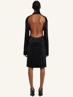 BACKLESS SATIN SHIRT BODYSUIT
