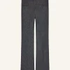 BELTED DENIM BOOTCUT PANTS