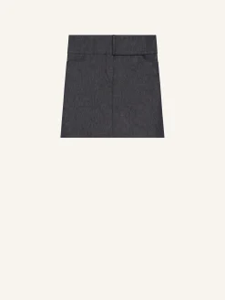BELTED DENIM MINI SKIRT