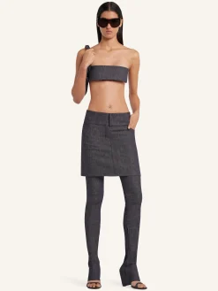 BELTED DENIM MINI SKIRT