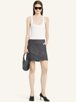 BELTED DENIM MINI SKIRT