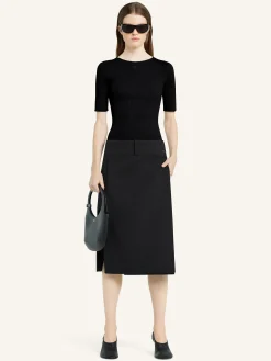 BELTED SLIT SKIRT