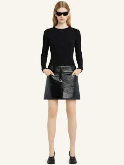 BELTED VINYL MINI SKIRT