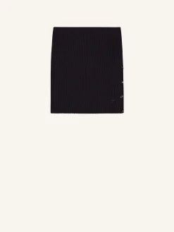 BUTTONED LIGHT RIB MINI SKIRT
