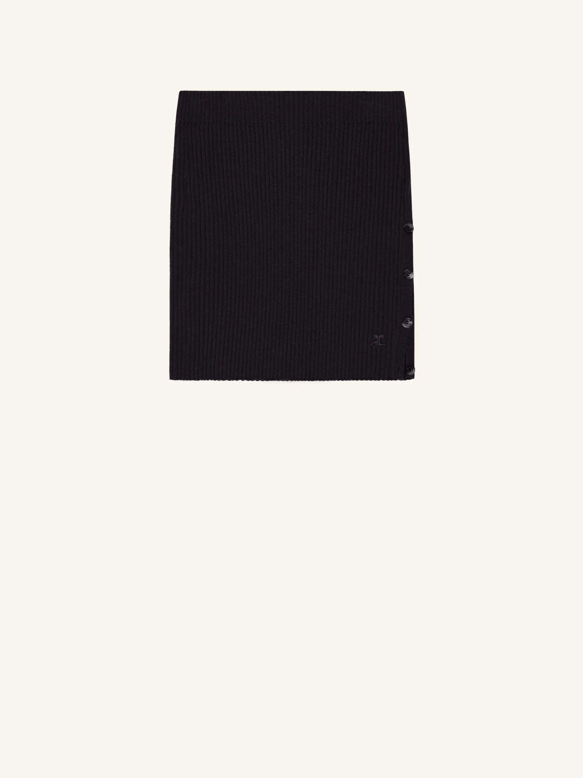 BUTTONED LIGHT RIB MINI SKIRT
