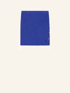BUTTONED LIGHT RIB MINI SKIRT