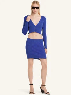 BUTTONED LIGHT RIB MINI SKIRT