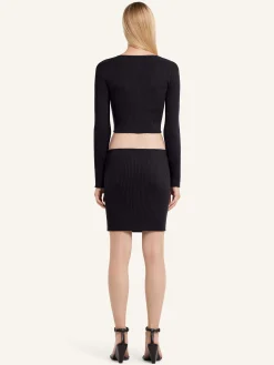 BUTTONED LIGHT RIB MINI SKIRT