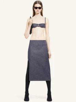 CENTERED POCKET DENIM SKIRT