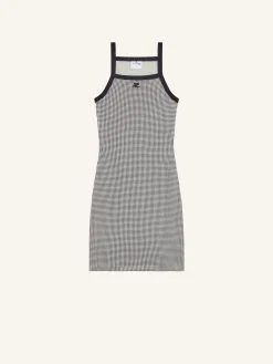 CONTRAST HOUNDSTOOTH MINI DRESS