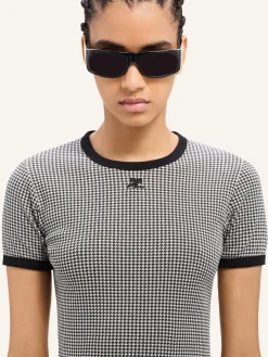 CONTRAST HOUNDSTOOTH T-SHIRT