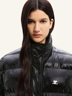 CROPPED VINYL PUFFER JACKET