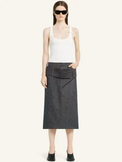 DOUBLE BELT DENIM SKIRT