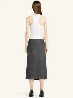 DOUBLE BELT DENIM SKIRT
