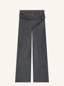 DOUBLE BELTED DENIM BAGGY PANTS