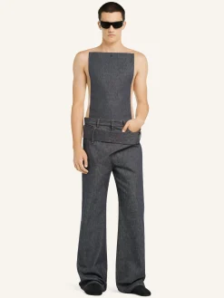 DOUBLE BELTED DENIM BAGGY PANTS
