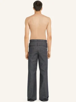 DOUBLE BELTED DENIM BAGGY PANTS