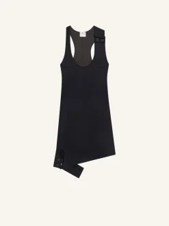 DOUBLE BUCKLE SATIN EFFECT DRESS