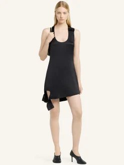 DOUBLE BUCKLE SATIN EFFECT DRESS
