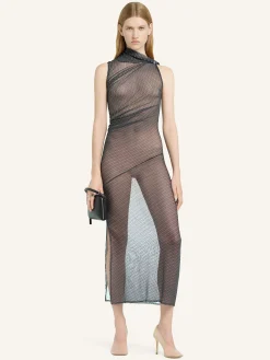 DRAPED MESH DRESS