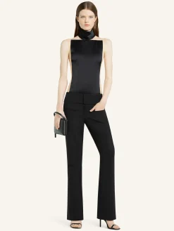 ILLUSION MOCKNECK SATIN BODYSUIT