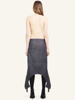 LONG REVERSED DENIM SKIRT