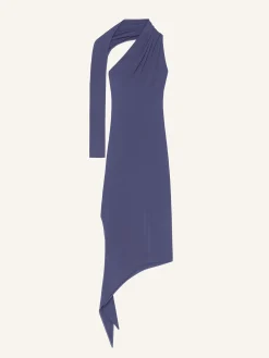 LONG SLASH CREPE DRESS