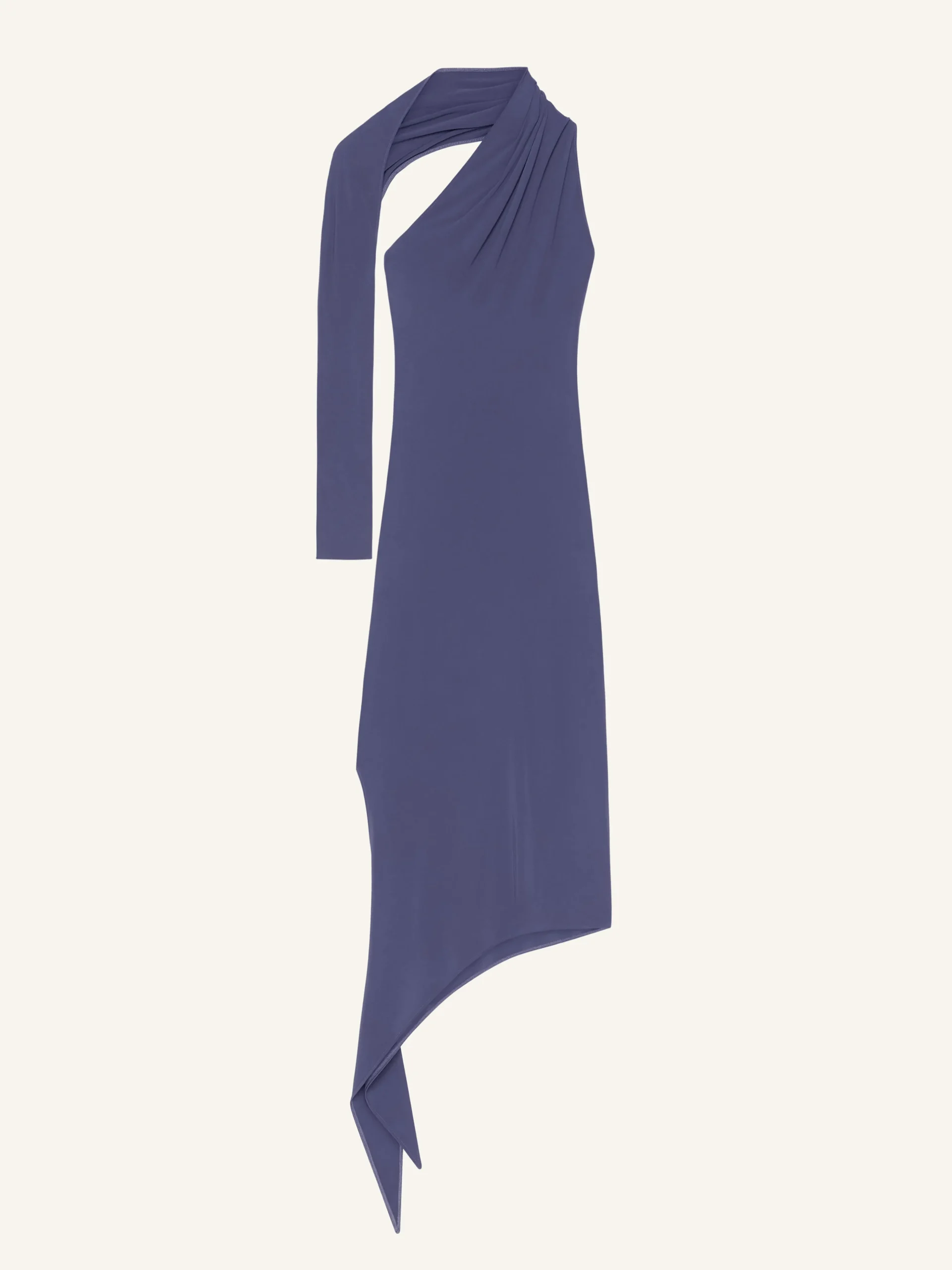 LONG SLASH CREPE DRESS