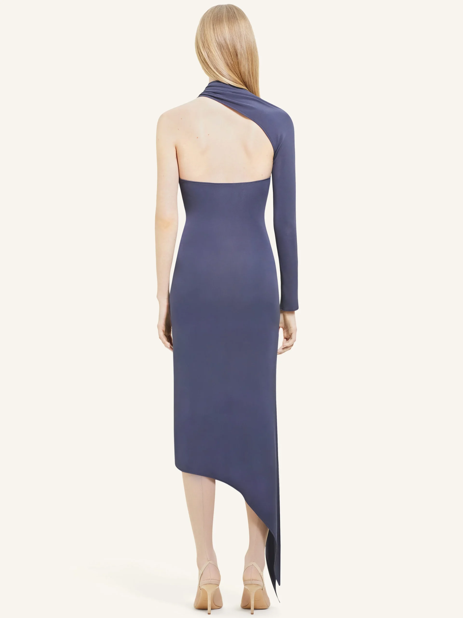 LONG SLASH CREPE DRESS