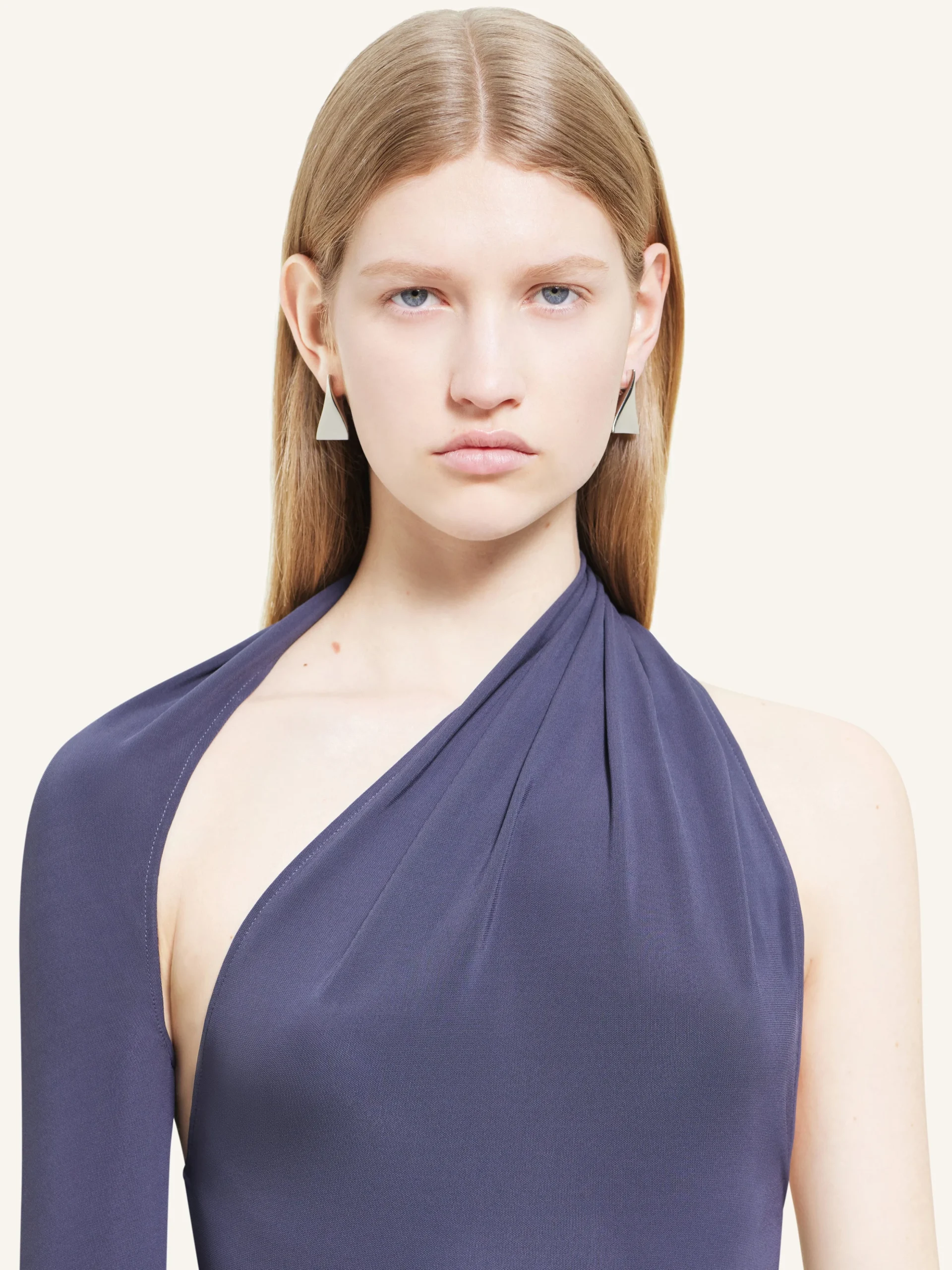 LONG SLASH CREPE DRESS