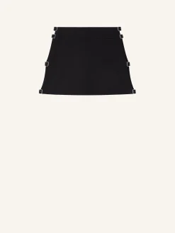 MULTI-BUCKLE WOOL MINI SKIRT