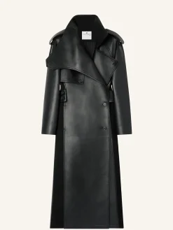 OBLIQUE LEATHER TRENCH COAT