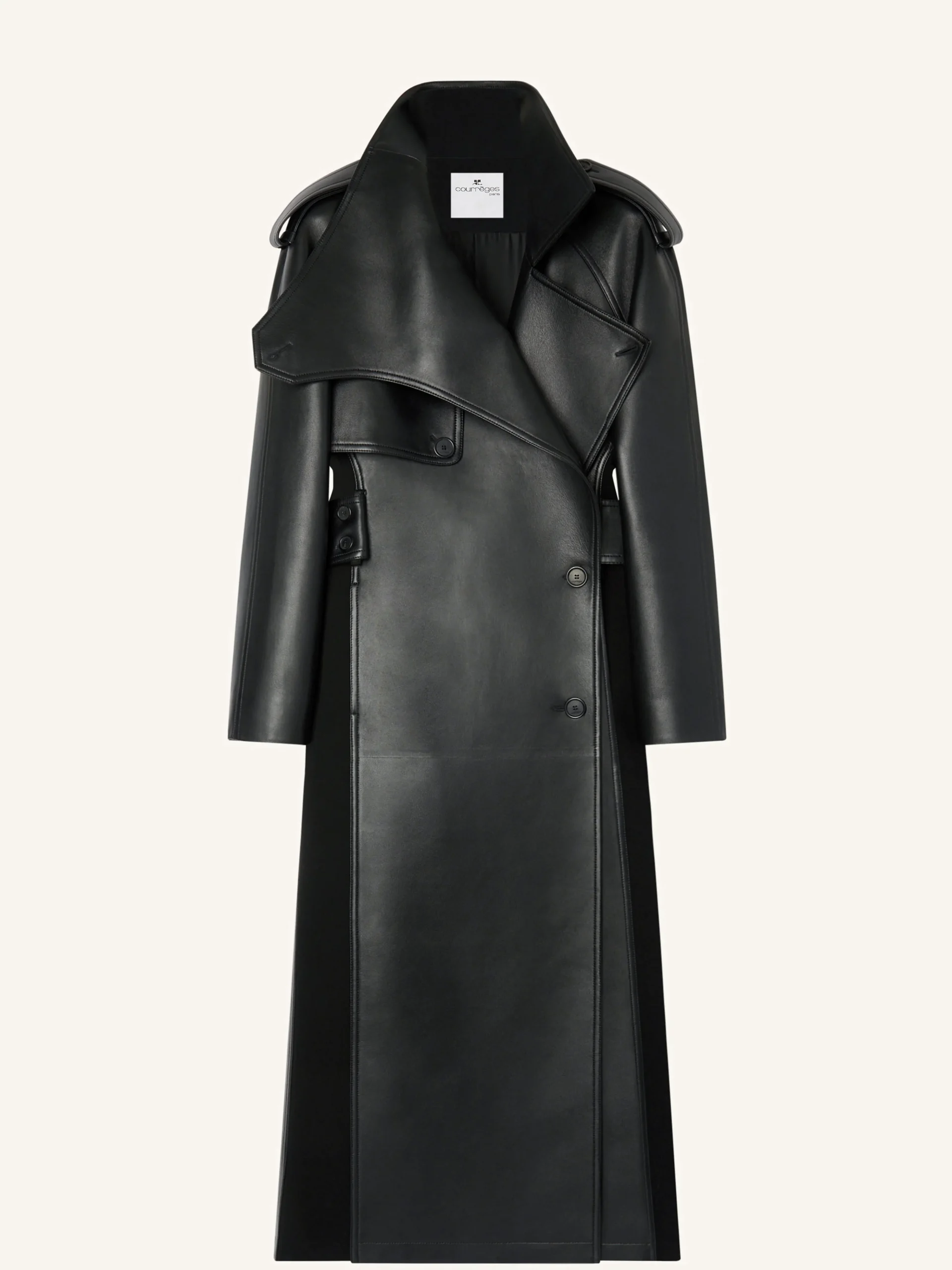 OBLIQUE LEATHER TRENCH COAT