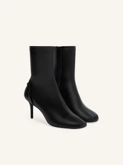 OBLIQUE STRETCH LEATHER EFFECT ANKLE BOOTS