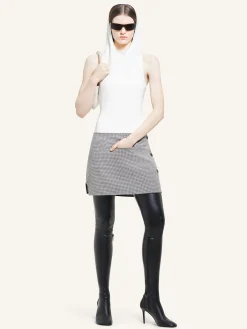 OBLIQUE STRETCH LEATHER EFFECT THIGH BOOTS