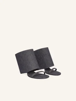 OBLIQUE WEDGED DENIM MULES