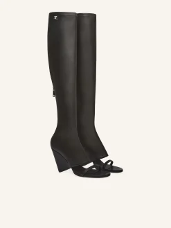 OBLIQUE WEDGED LEATHER BOOTS