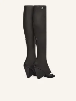 OBLIQUE WEDGED LEATHER BOOTS