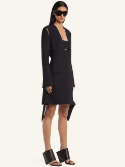 OBLIQUE WEDGED LEATHER MULES