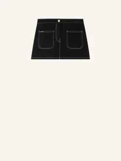 2-POCKET TOPSTITCHED DENIM MINI SKIRT