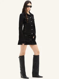 2-POCKET TOPSTITCHED DENIM MINI SKIRT