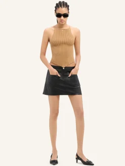 2-POCKET VINTAGE LEATHER MINI SKIRT