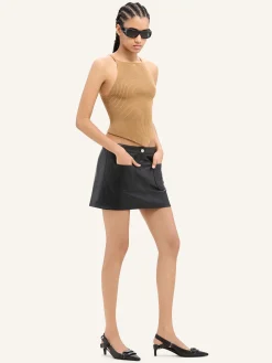 2-POCKET VINTAGE LEATHER MINI SKIRT