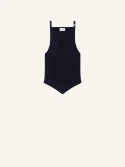POINTY BUCKLE RIB KNIT TOP