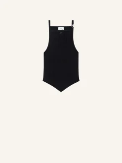POINTY BUCKLE RIB KNIT TOP
