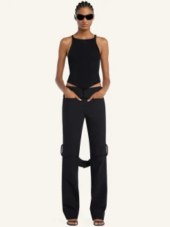 POINTY BUCKLE RIB KNIT TOP