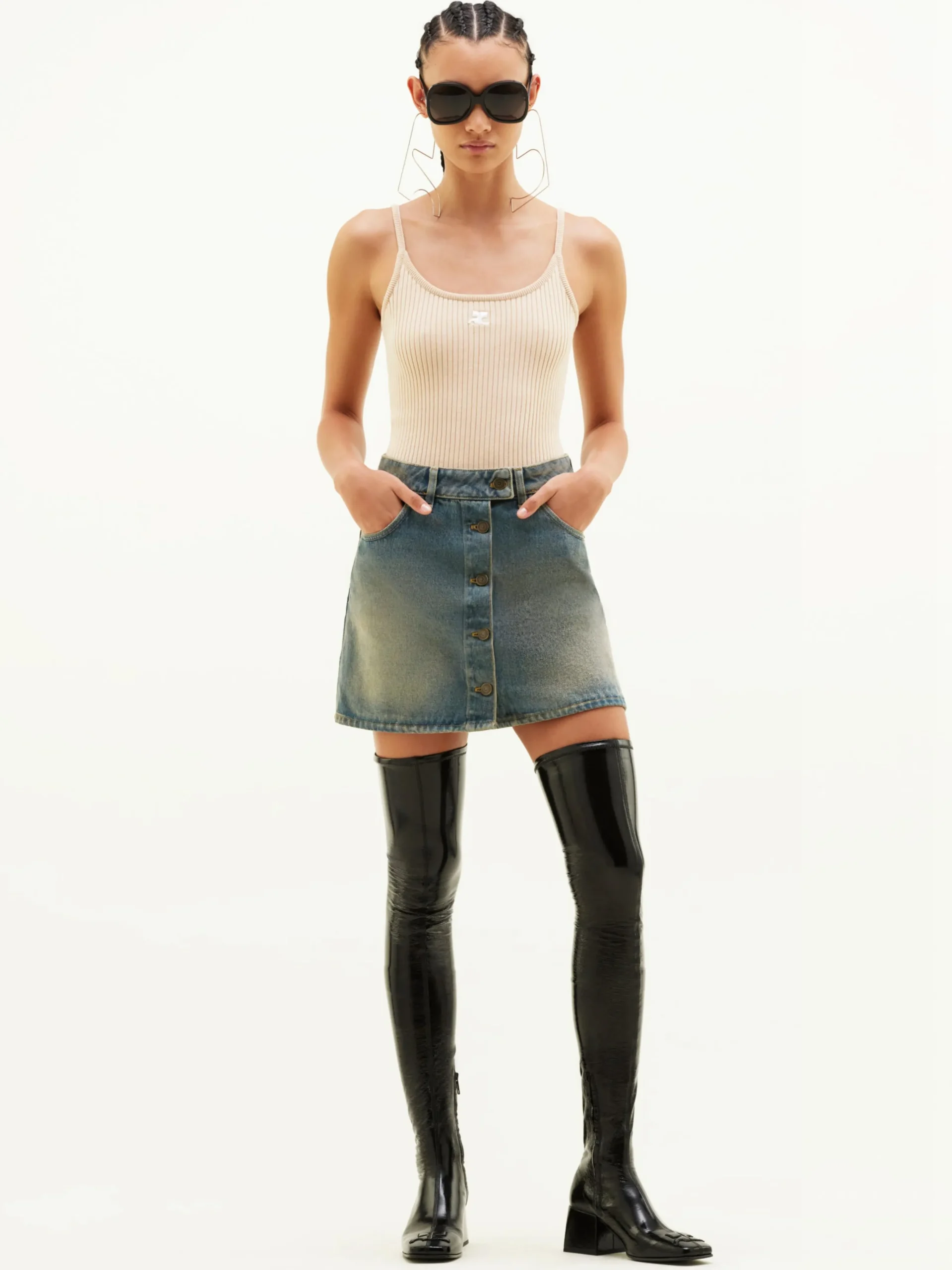 REEDITION RIB KNIT TANK TOP