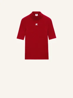 REEDITION SHORT SLEEVES RIB KNIT SWEATER