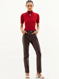 REEDITION SHORT SLEEVES RIB KNIT SWEATER