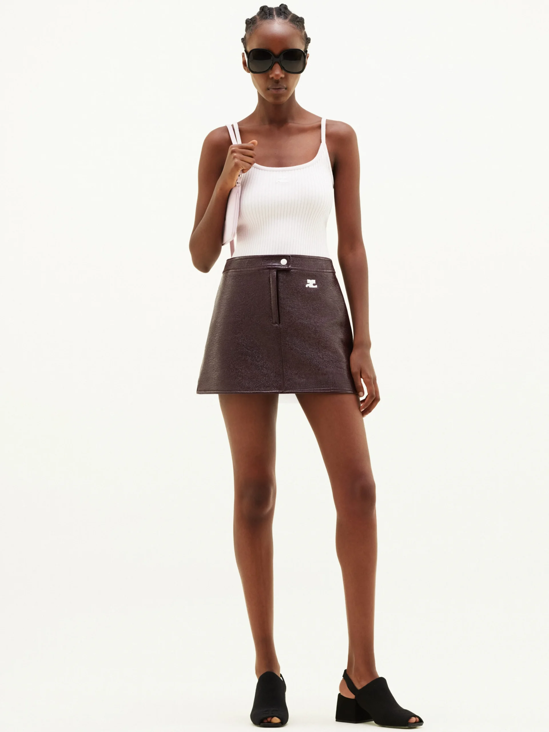 REEDITION VINYL MINI SKIRT